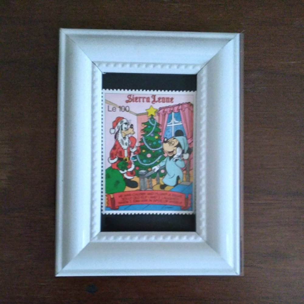 Framed Stamp Art - Disney Stamp Art - Goofy As Santa - Night Before Chri…